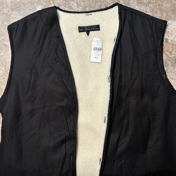 Rag & Bone Vest Mens Size 44 Black Sherpa Lined Lace Up Western Barneys NEW $895